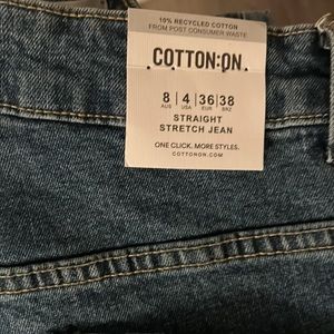 NWT Cotton On Basic Cotton-Blend Straight Stretch Jeans Blue Denim US 4 AUS 8